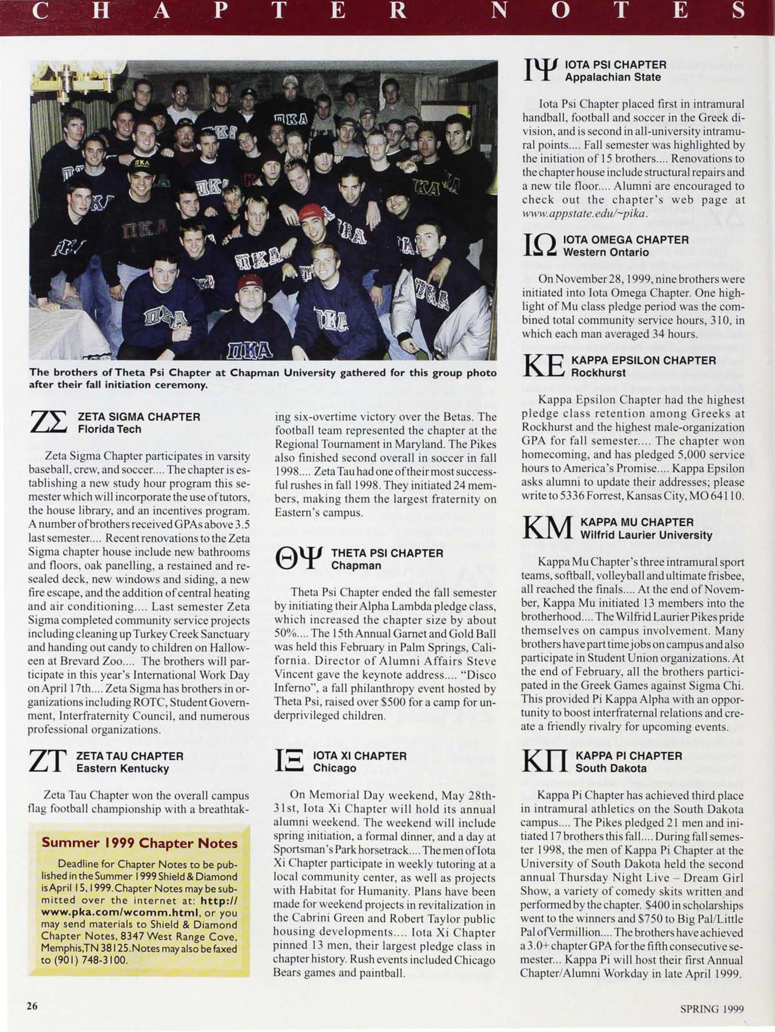 Summer 1999 Chapter Notes